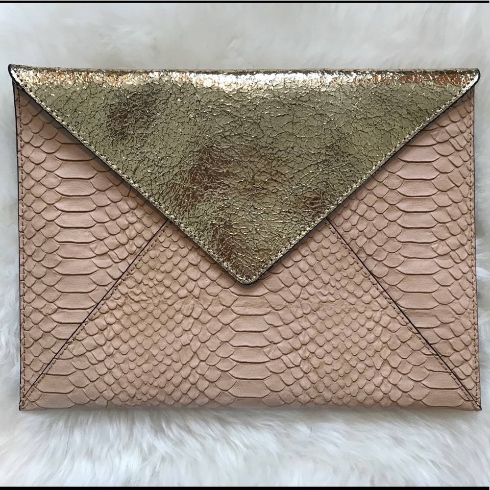 Loeffler Randall Python Embossed Leather Clutch
